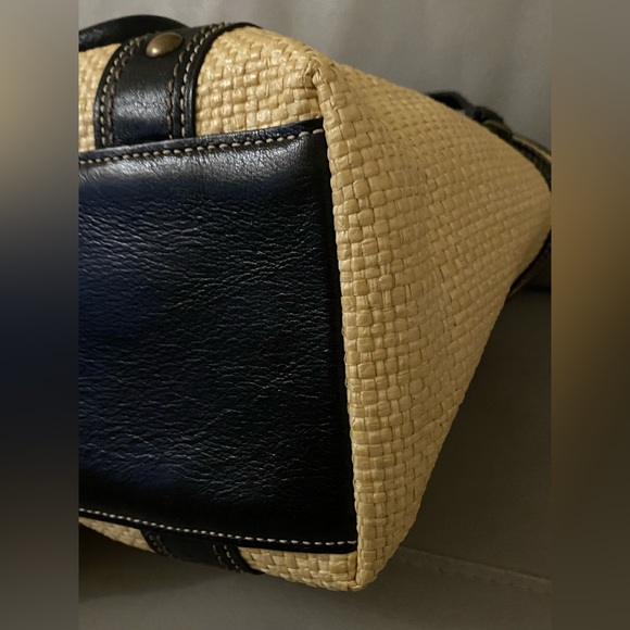 Vintage Coach Legacy Straw & Leather Satchel Tote Handbag - Picture 6 of 16